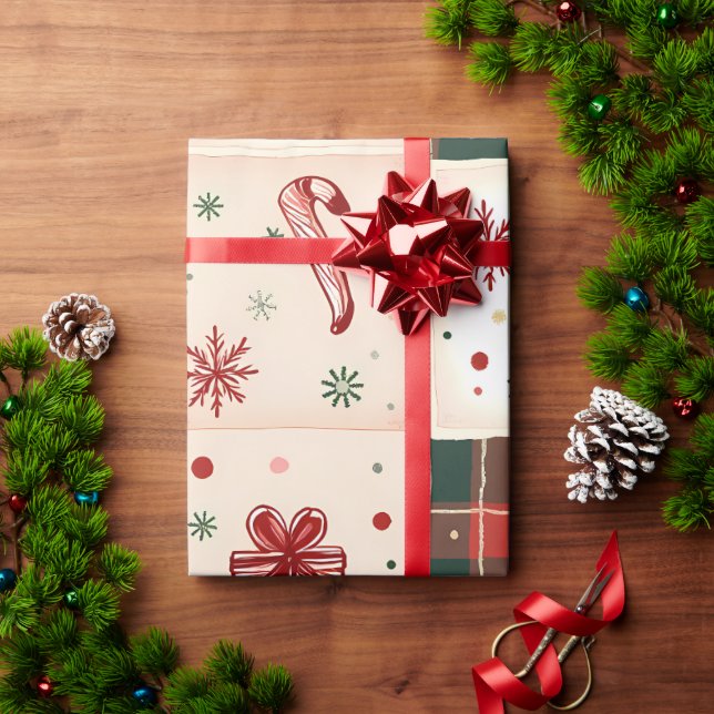 Weihnachtswrapping Paper Flat Sheet Set 3 Geschenkpapier (Feiertagsgeschenk)