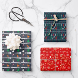 Weihnachtswrapping Paper Flat Sheet Set 3 Geschenkpapier Set