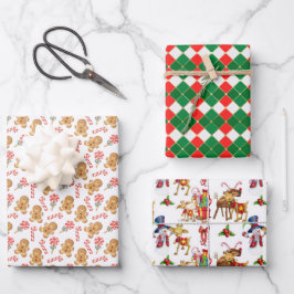 Weihnachtswrapping Paper Flat Sheet Set 3 Geschenkpapier Set