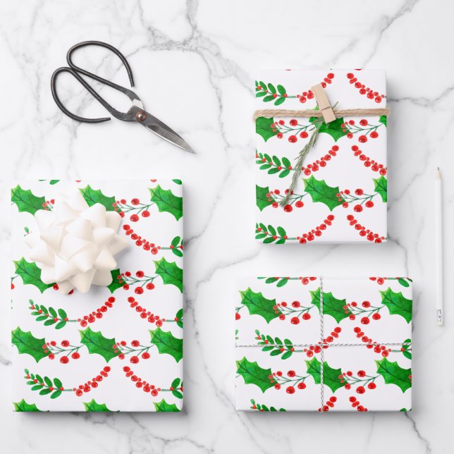 Weihnachtswrapping Paper Flat Sheet Set 3 Geschenkpapier Set (Vorderseite)
