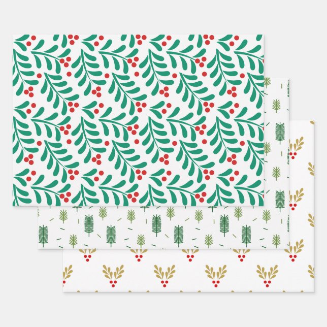 Weihnachtswrapping Paper Flat Sheet Set 3 Geschenkpapier Set (Set)