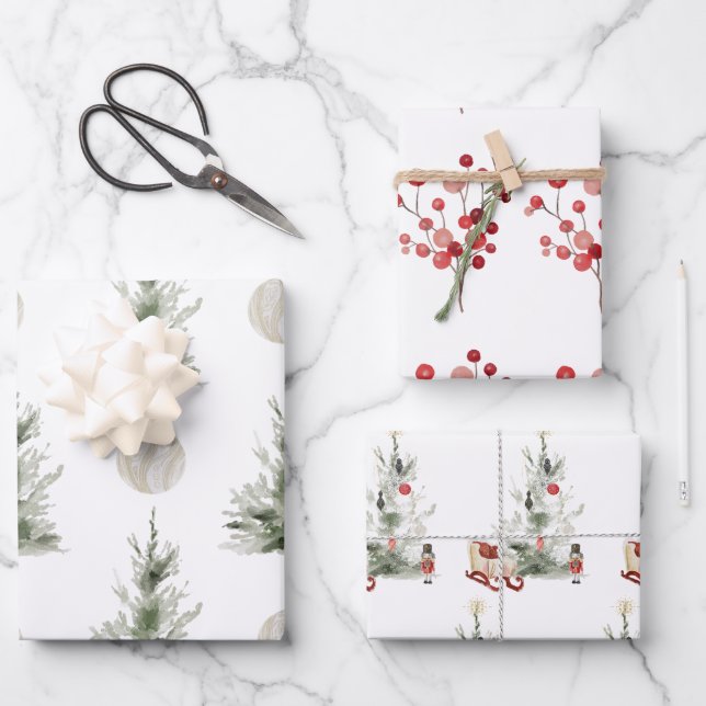 Weihnachtswrapping Paper Flat Sheet Set 3 Geschenkpapier Set (Vorderseite)