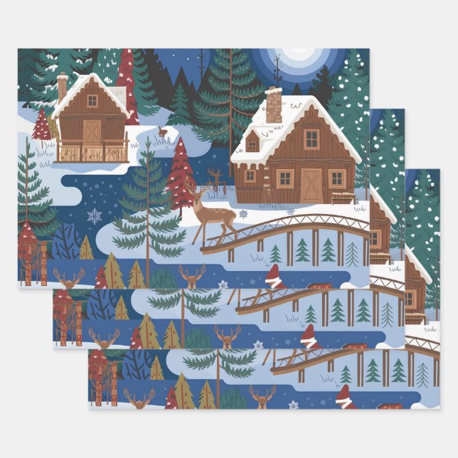 Weihnachtswrapping Paper Flat Sheet Set 3 Geschenkpapier Set (Set)