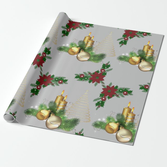 Weihnachtswrapping Paper Gold Candle Geschenkpapier (Ungerollt)