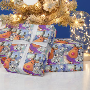 Weihnachtswrapping Paper Happy Rentier - Funny Fun Geschenkpapier