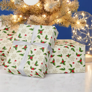 Weihnachtswrapping Paper-Holly Geschenkpapier