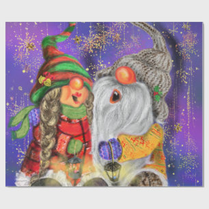 Weihnachtswrapping Paper mit Happy Gnomes Geschenkpapier