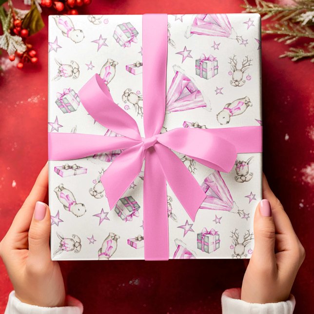 Weihnachtswrapping Paper, Pink Woodland Weihnachte Geschenkpapier (Von Creator hochgeladen)