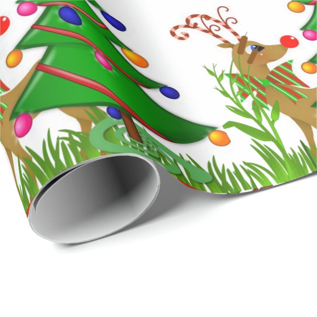 Weihnachtswrapping Paper Rentier Geschenkpapier (Rolleneckpunkt)