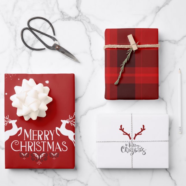 Weihnachtswrapping Paper Sheets Geschenkpapier Set (Vorderseite)
