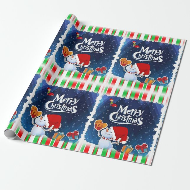 Weihnachtswrapping Paper Snowman Elf Geschenkpapier (Ungerollt)