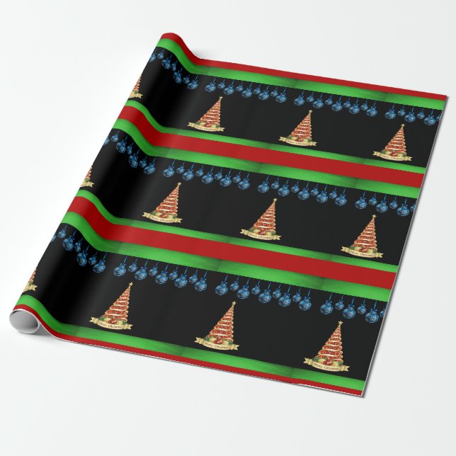 Weihnachtswrapping Paper Tree Black Geschenkpapier (Ungerollt)