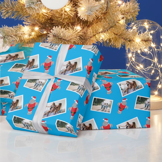 Weihnachtswrapping Paper von Santa Manatee Foto Geschenkpapier (Feiertage)