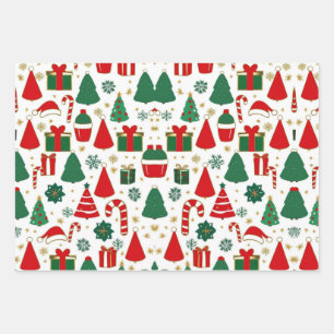 Weihnachtswrapping Papier Set von 3
