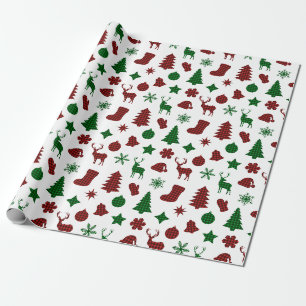 Weihnachtswrapping Papier Xmas Bäume Strumpf Karie Geschenkpapier
