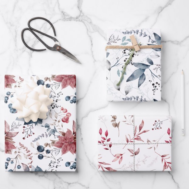 Weihnachtswrapping Sheets Set von 3 Geschenkpapier Set (Vorderseite)