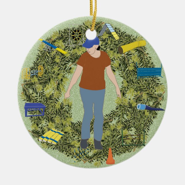 Weihnachtswreath-Agility-Lenker 1 Keramik Ornament (Vorne)