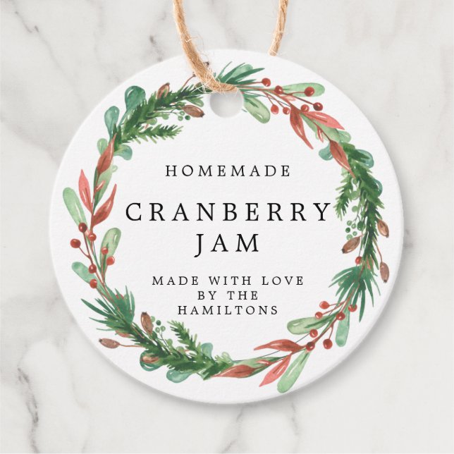 Weihnachtswreath Homemade Jam Gift Geschenkanhänger (Vorderseite)