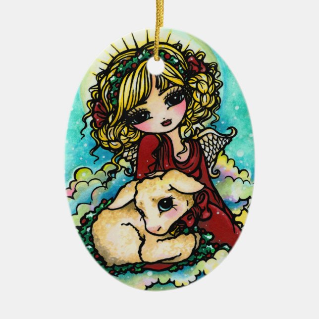 Weihnachtswunder-Engels-Kunst durch Hannah Lynn Keramikornament (Vorne)