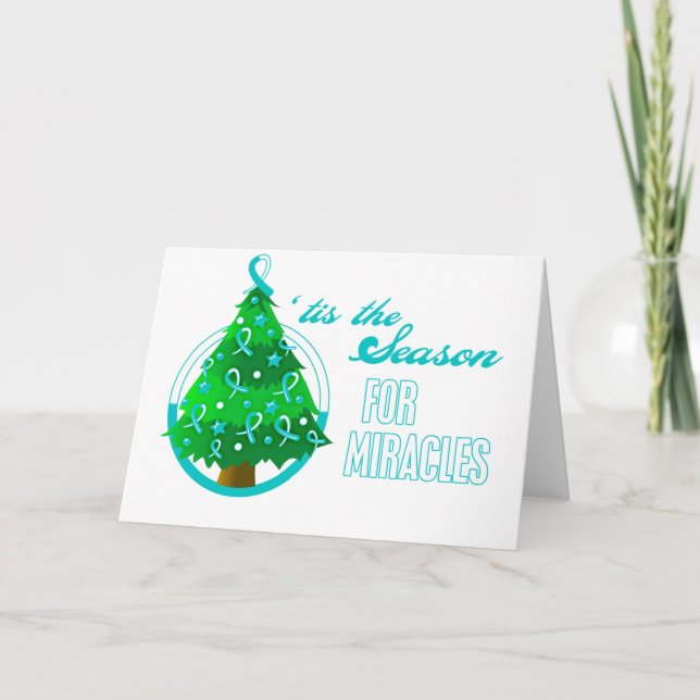 Weihnachtswunder für Gebärmutterhalskrebs Feiertagskarte (Vorderseite)