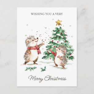 Weihnachtswunschbaum Igel Postkarte
