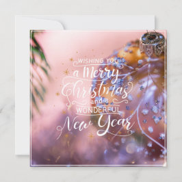 Weihnachtswünsche auf einem rosa Ornament-Hintergr Feiertagskarte