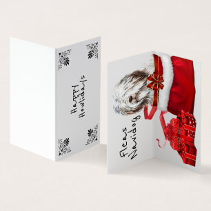 Weihnachtswünsche der englischen Sheepdog Santa Sa