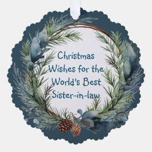 Weihnachtswünsche Grünzeug Kranz Schwägerin Ornament Karte