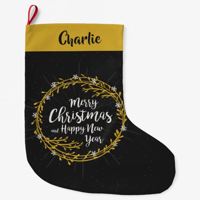 Weihnachtswünsche individuelle Name Strumpf Großer Weihnachtsstrumpf (Vorderseite)