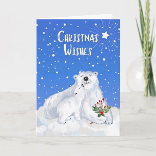Weihnachtswünsche mit Baby Polar Bär und Mutter Karte