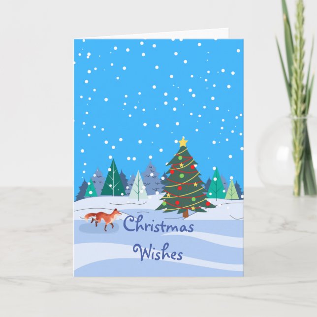 Weihnachtswünsche mit Fox.und Weihnachtsbaum Karte (Vorderseite)