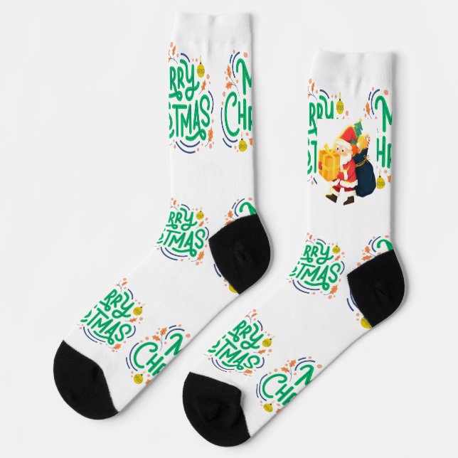 Weihnachtswünsche Nachhaltige Premium-Crew Socken (Linkes Detail)