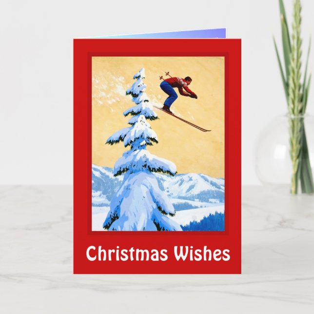 Weihnachtswünsche, Skisprung Feiertagskarte (Vorderseite)