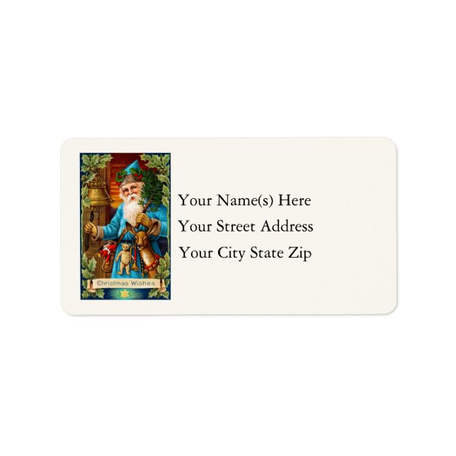Weihnachtswünsche vom Santa Vintag Address Label Adressaufkleber (Vorne)