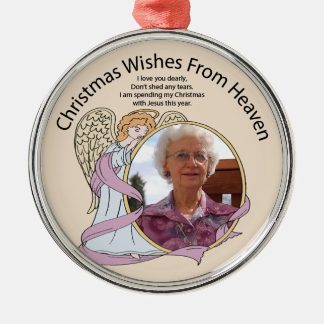 Weihnachtswünsche von der Himmels-Verzierung Silbernes Ornament (Vorne)