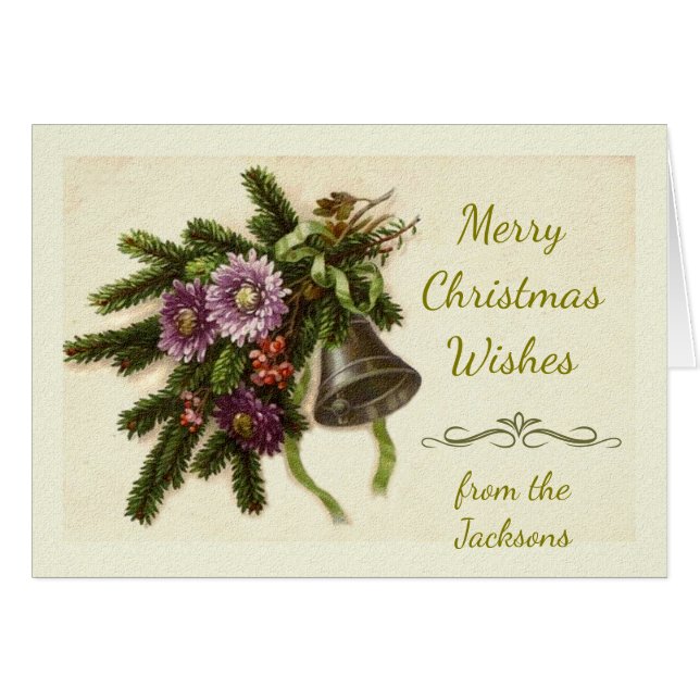 Weihnachtswünsche von Vintagen Grüntönen (Vorderseite (Horizontal))