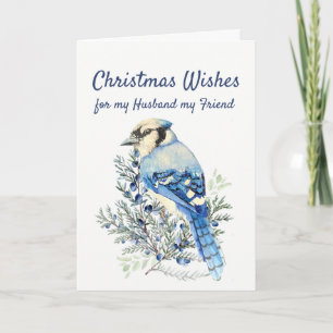 Weihnachtswünsche Winter Bluejay Husband Friend Feiertagskarte