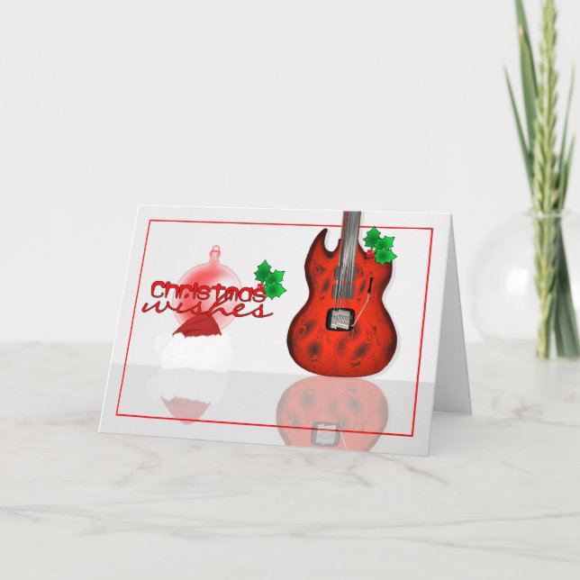 Weihnachtswunschkarte mit Gitarre Feiertagskarte (Vorderseite)