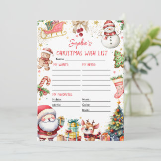 Weihnachtswunschliste des Weihnachtsmanns Einladung