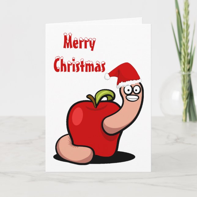 Weihnachtswurmkarte Feiertagskarte (Vorderseite)
