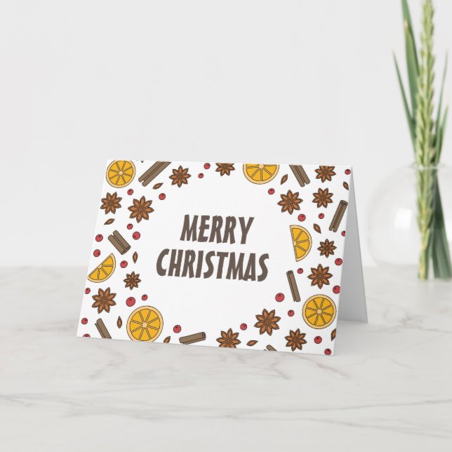 Weihnachtswürze, Zimt, Sternanis, Orangendoodle Karte (Vorderseite)