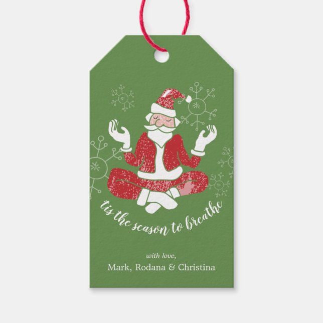 WeihnachtsYoga Santa Breathe Personalisiert Geschenkanhänger (Vorderseite)