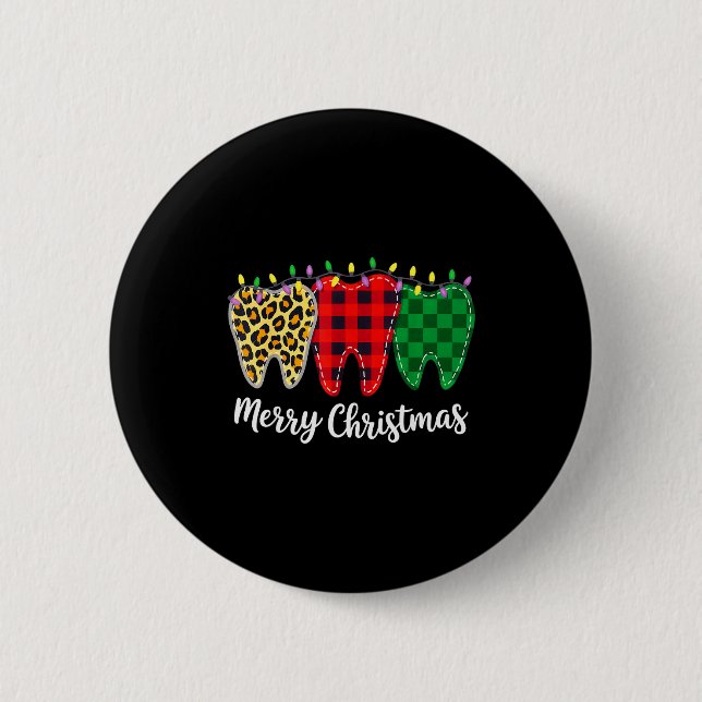 Weihnachtszahn Zahnarzt Dental Sofortzähne Leopar Button (Vorderseite)