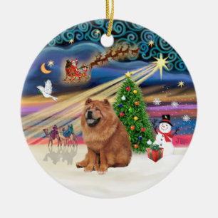 Weihnachtszauber - Chow Chow (rot) Keramikornament