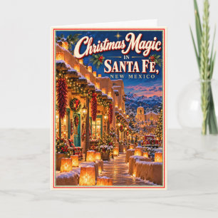 Weihnachtszauber in Santa Fe New Mexico Vintage Karte