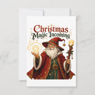 Weihnachtszauber kommt - Zauberer Weihnachtsmann Dankeskarte