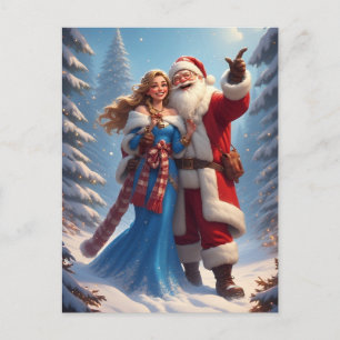 🎄 Weihnachtszauber mit Santa & Schneekönigin ❄️ W Postkarte