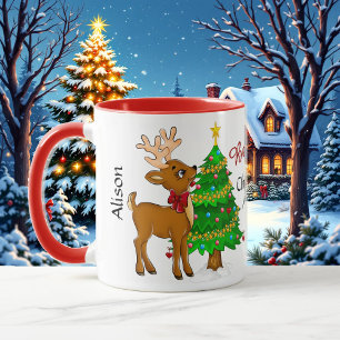 Weihnachtszauber Weihnachtsmann Rot Innen Name Hin Tasse