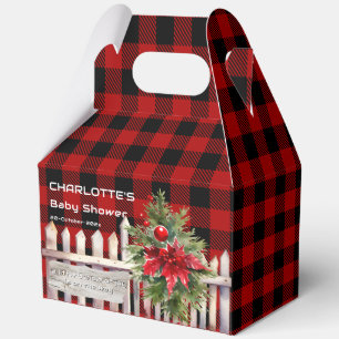Weihnachtszaun Buffalo Plaid Babyparty Geschenkschachtel