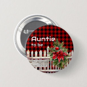Weihnachtszaun Buffalo Plaid Tante-wird Button